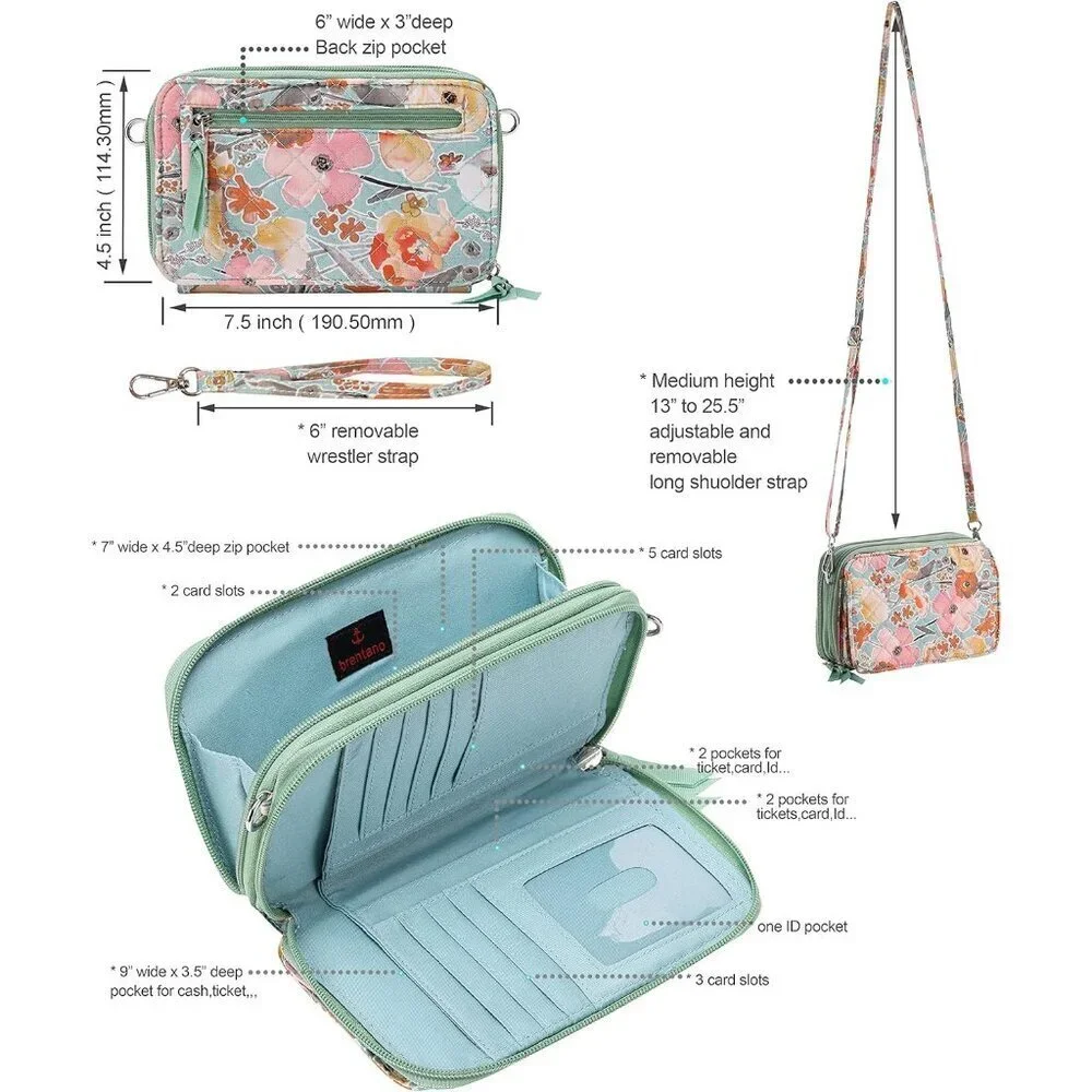 Cotton Quilted Crossbody Wallet Purse Clutch Women's Fashion Accessories